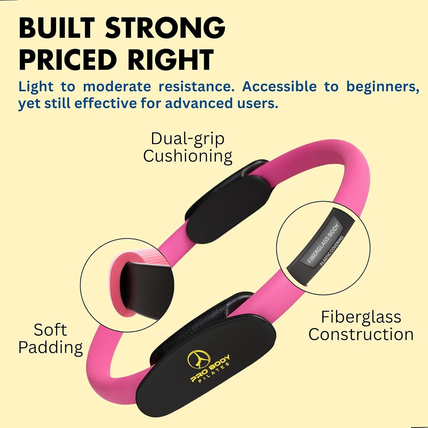 Fitness Circle – 14 Inch Pilates Ring for Focusing on Toning Inner Thighs, Arms, and Core